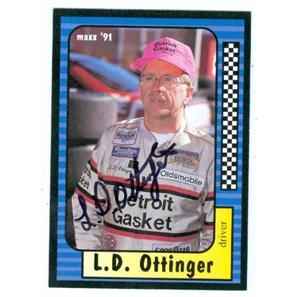 587182 L.D. Ottinger Autographed Trading Card - Auto Racing Maxx 1991