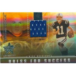 587550 Anthony Gonzalez Player Worn Jersey Patch Football Card - Ohio State Buckeyes 2007 Leaf Rookies & Stars Dress for Success - No.DS14 LE 16-100