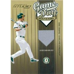 587628 Eric Chavez Player Worn Jersey Patch Baseball Card - Oakland Athletics 2004 Donruss Studio Game Day Souvenirs - No.GD62