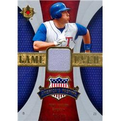 587642 Mark Teixeira Player Worn Jersey Patch Baseball Card - Texas Rangers 2007 Upper Deck Americas Pastime - No.PMTE LE 73-75