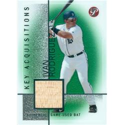 587687 Ivan Rodriguez Player Used Bat Patch Baseball Card - Detroit Tigers 2004 Topps Prime Key Acquisitions - No.KAIR