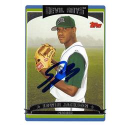 Edwin Jackson autographed baseball card (Tampa Bay Devil Rays) 2006 Topps #UH35 - NFL Autographed Football Cards