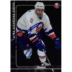 619703 Roman Hamrlik Autographed Hockey Card - New York Islanders, SC 2000 In the Game Signature Series - No.197