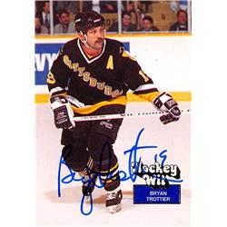 619804 Bryan Trottier Autographed Hockey Card - Pittsburgh Penguins 1994 Gobco Wit - No.44
