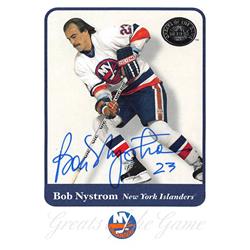 619851 Bob Nystrom Autographed Hockey Card - New York Islanders 2001 Fleer Greats of the Game - No.4