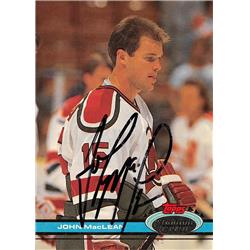 620038 John MacLean Autographed Hockey Card - New Jersey Devils 1991 Topps Stadium Club - No.144