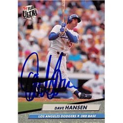 621712 Dave Hansen Autographed Baseball Card - Los Angeles Dodgers 1992 Fleer Ultra - No.505