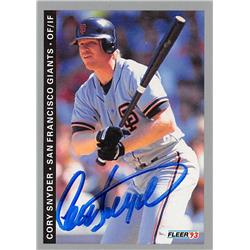621773 Cory Snyder Autographed Baseball Card - San Francisco Giants 1993 Fleer - No.160
