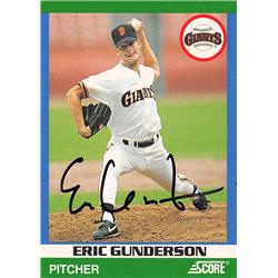 621793 Eric Gunderson Autographed Baseball Card - San Francisco Giants 1991 Score Rising Star - No.57