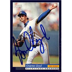 622587 Graeme Lloyd Autographed Baseball Card - Milwaukee Brewers 1993 Score Rookie - No.284