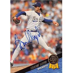 Graeme Lloyd Autographed Baseball Card - Milwaukee Brewers 1993 Leaf - No.459