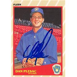 622603 Dan Plesac Autographed Baseball Card - Milwaukee Brewers 1989 Fleer Super Stars - No.32