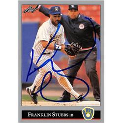 622633 Franklin Stubbs Autographed Baseball Card - Milwaukee Brewers 1992 Leaf - No.328