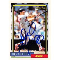 622665 Dick Schofield Autographed Baseball Card - California Angels 1992 O-Pee-Chee - No.230