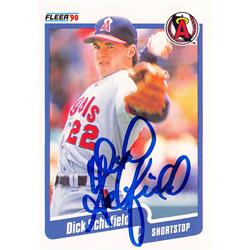 622678 Dick Schofield Autographed Baseball Card - California Angels 1990 Fleer - No.144