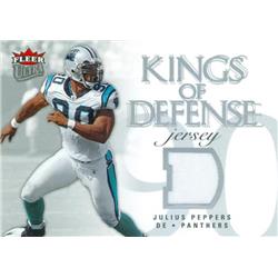 Julius Peppers player worn jersey patch football card (Carolina Panthers) 2006 Fleer Ultra Kings of Defense #KDJP - Unsigned Football Cards