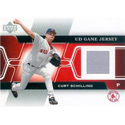 649579 Curt Schilling Player Worn Jersey Patch Baseball Card - Boston Red Sox 2005 Upper Deck - No.GJCS