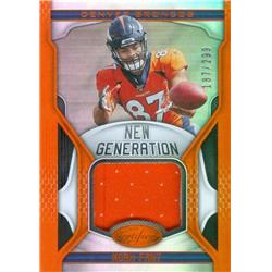 649593 Noah Fant Player Worn Jersey Patch Football Card - Denver Broncos 2019 Panini New Generation Refractor - No.NGNF LE 187-299