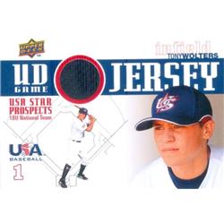 649865 Tony Wolters Player Worn Jersey Patch Baseball Card - Team USA 2009 Upper Deck Star Prospects - No.GJU20
