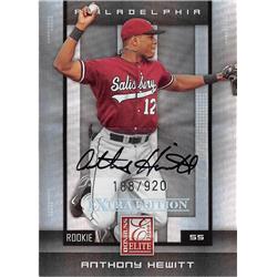 Anthony Hewitt autographed baseball card (Philadelphia Phillies) 2008 Donruss Elite Extra Edition Rookie Refractor #104 LE 188/920 - Baseball Slabbed Autographed Cards
