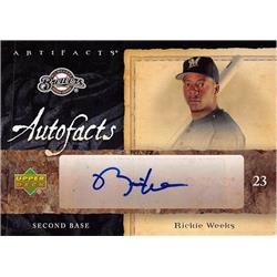 650185 Rickie Weeks Autographed Baseball Card - Milwaukee Brewers 2007 Upper Deck Autofacts Artifacts - No.AFRW