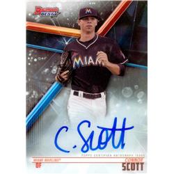 650200 Connor Scott Autographed Baseball Card - Miami Marlins 2018 Bowmans Best Chrome - No.B18CSC