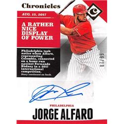 650773 Jorge Alfaro Autographed Baseball Card - Philadelphia Phillies 2017 Panini Chronicles - No.CAJO