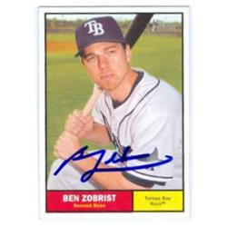 650797 Ben Zobrist Autographed Baseball Card - Tampa Bay Rays 2010 Topps Heritage - No.355