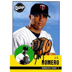 651002 J.C. Romero Autographed Baseball Card - Minnesota Twins, FT 2001 Upper Deck Vintage - No.132