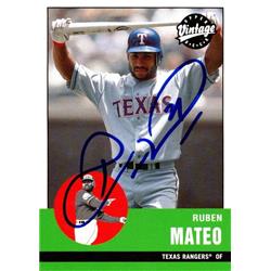 651036 Ruben Mateo Autographed Baseball Card - Texas Rangers, FT 2001 Upper Deck Vintage - No.83