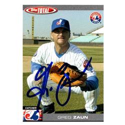 651059 Greg Zaun Autographed Baseball Card - Montreal Expos, FT 2004 Topps Total - No.451