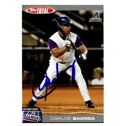 651105 Carlos Baerga Autographed Baseball Card - Arizona Diamondbacks, FT 2004 Topps Total - No.136
