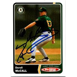 651159 Derrell McCall Autographed Baseball Card - Oakland Athletics, FT 2003 Topps Total - No.888