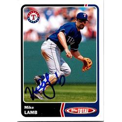 651184 Mike Lamb Autographed Baseball Card - Texas Rangers, FT 2003 Topps Total - No.540