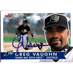 651376 Greg Vaughn Autographed Baseball Card - Tampa Rays, FT 2001 Fleer Tradition - No.317