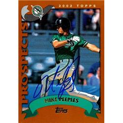 651481 Mike Peeples Autographed Baseball Card - Florida Marlins, FT 2002 Topps Traded Prospects - No.T239