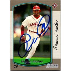 651548 Ruben Mateo Autographed Baseball Card - Texas Rangers, FT 2000 Bowman - No.229