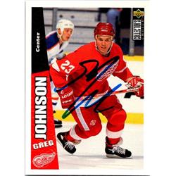 Greg Johnson Autographed Hockey Card - Detroit Red Wings, FT 1996 Upper Deck - No.78