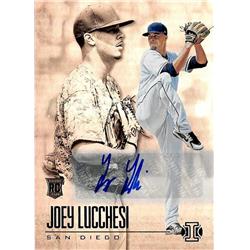 653338 Joey Lucchesi Autographed Baseball Card - San Diego Padres 2018 Panini Illusions Rookie Refractor - No.8