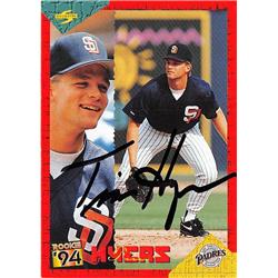 653476 Tim Hyers Autographed Baseball Card - San Diego Padres 1994 Score Rookie - No.RT100