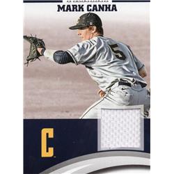 653576 Mark Canha Player Worn Jersey Patch Baseball Card - California Golden Bears 2015 Panini Team Collection - No.MCCAL