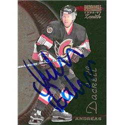 653920 Andreas Dackell Autographed Hockey Card - Ottawa Senators, FT 1997 Pinnacle Zenith Rookie - No.121
