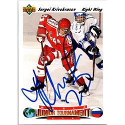 654137 Sergei Krivokrasov Autographed Hockey Card  Russia FT 1993 Upper Deck World Junior  No658