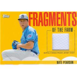 638945 Nate Pearson Player Worn Jersey Patch Baseball Card - Toronto Blue Jays, Buffalo Bison 2020 Topps Fragments of the Farm Rookie - No.FFBW
