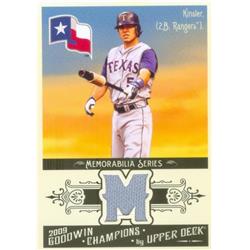 Ian Kinsler player worn jersey patch baseball card (Texas Rangers) 2009 Upper Deck Goodwin Champions #GCMIK - MLB Game Used Jerseys