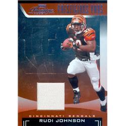 649859 Rudi Johnson Player Worn Jersey Patch Football Card - Cincinnati Bengals 2006 Playoff Prestigious Pros - No.PP42