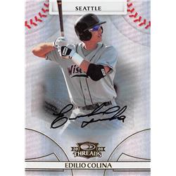 649939 Edilio Colina Autographed Baseball Card - Seattle Mariners 2008 Donurss Threads Refractor Rookie - No.68 LE 669-975