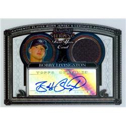 650002 Bobby Livingston Autographed Player Worn Jersey Patch Baseball Card - Seattle Mariners 2005 Bowman Sterling Rookie Reflection - No.BSBL