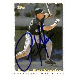 650145 Ron Karkovice Autographed Baseball Card - Chicago White Sox 1995 Topps - No.197 Cyber Stats