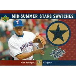 583187 Alex Rodriguez Player Worn Jersey Patch Baseball Card - Texas Rangers, 67 2002 Upper Deck All Star Swatches - No.MSAR